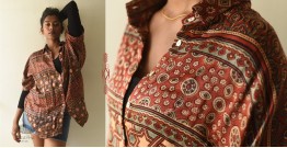 Itr . इत्र | Ajrakh Block Printed Modal Silk Shirt - Half Sleeve