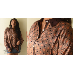 Itr . इत्र | Ajrakh Modal Silk - Checks Loose Shirt