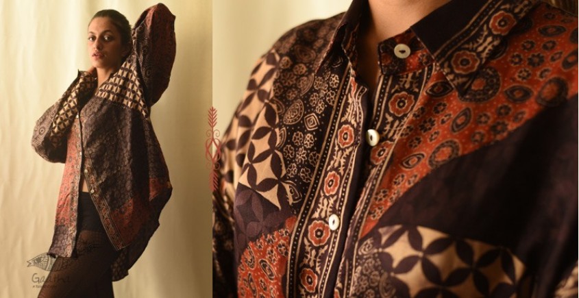Itr . इत्र | Ajrakh Modal Silk - Free Size Shirt