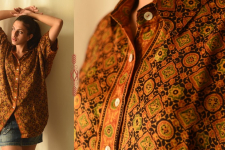 Itr . इत्र | Ajrakh Modal Silk Half Sleeve Shirt ~ Mustard Yellow