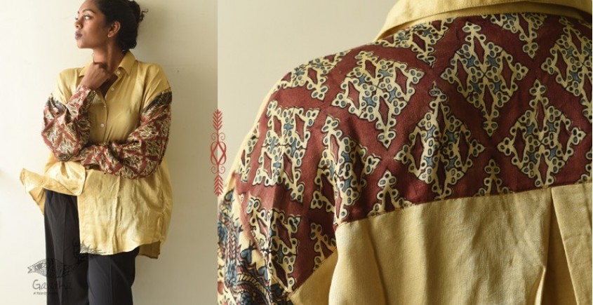 buy Ajrakh Modal Silk Loose Shirt