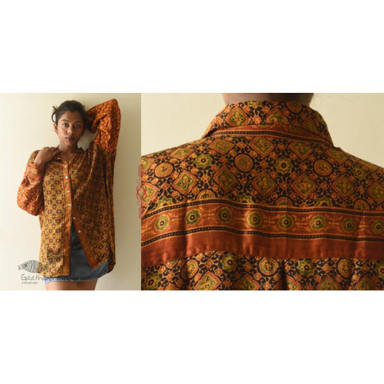 buy Hand Block Prints ~ Ajrakh Modal Silk Shirt