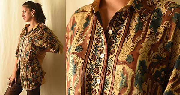 トップス 80s Plantation deformation silk shirt Itr-इत्र-Natural-Dyed-