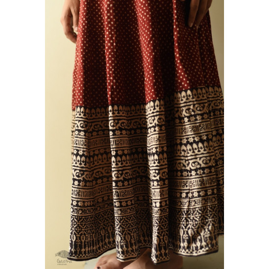 shop Natural Dyed Jawariya Block Printed A-Line Long Skirt