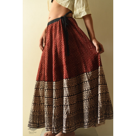 shop Natural Dyed Jawariya Block Printed A-Line Long Skirt