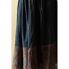 Flowers in a River | Ajrakh Prints with Natural Dye - Indigo Long Skirt / Ghagra