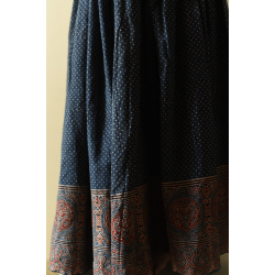 Flowers in a River | Ajrakh Prints with Natural Dye - Indigo Long Skirt / Ghagra