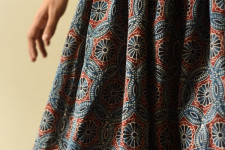 Flowers in a River | Natural Dyed Ajrakh Block Printed Blue Short Skirt