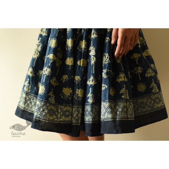 shop Natural Dyed Ajrakh Block Printed -Skirt