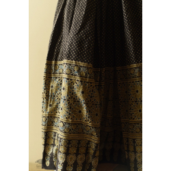 Flowers in a River | Ajrakh Prints with Natural Dye - Carbon Black Long Skirt