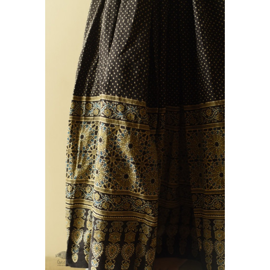 shop  Ajrakh Prints with Natural Dye - Carbon Black Long Skirt