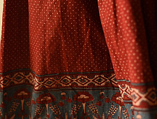 Flowers in a River | Ajrakh Prints Long Skirt / Ghagra With Natural Dyed - Maroon