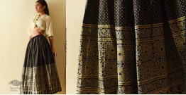 Flowers in a River | Ajrakh Prints with Natural Dye - Carbon Black Long Skirt