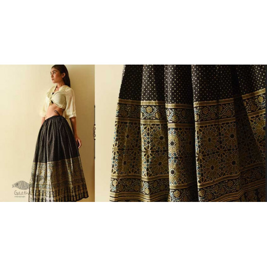 shop  Ajrakh Prints with Natural Dye - Carbon Black Long Skirt