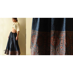 Flowers in a River | Ajrakh Prints with Natural Dye - Indigo Long Skirt / Ghagra