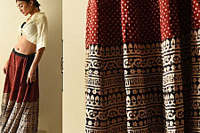 Flowers in a River | Jawariya Block Printed A-Line Long Skirt