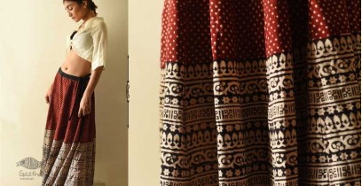 Flowers in a River | Jawariya Block Printed A-Line Long Skirt