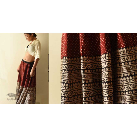 shop Natural Dyed Jawariya Block Printed A-Line Long Skirt