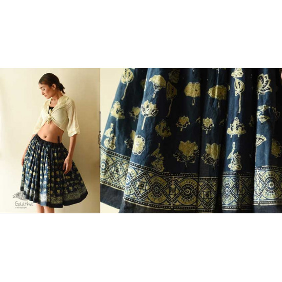 shop Natural Dyed Ajrakh Block Printed -Skirt