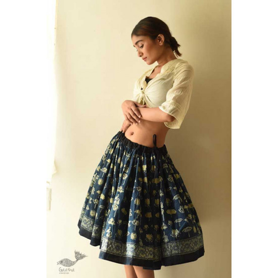 shop Natural Dyed Ajrakh Block Printed -Skirt