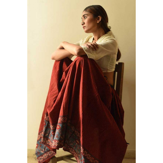 shop Ajrakh Prints Long Skirt / Ghagra With Natural Dyed