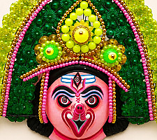 Mukhauta . मुखौटा : Handmade Hanging Chhau Mask - Paper Mache - Ganesha
