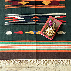 A finite infinity ❧ Handwoven Geometric Dhurries  - 5 x 3 Feet