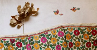 पुष्पारम ✽ Kantha Tussar Silk Dupatta ✽ A