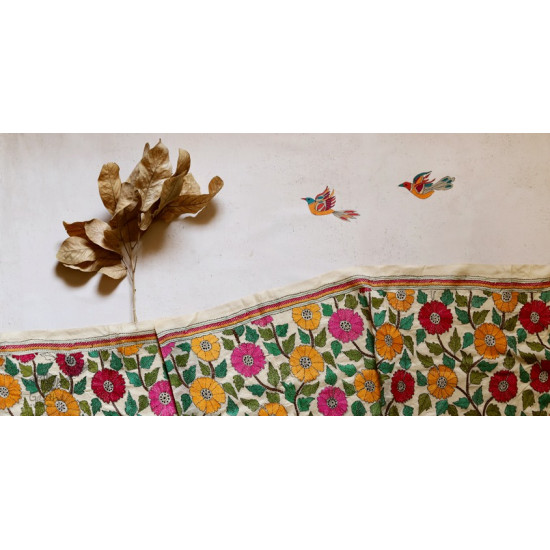 पुष्पारम ✽ Kantha Tussar Silk Dupatta ✽ A