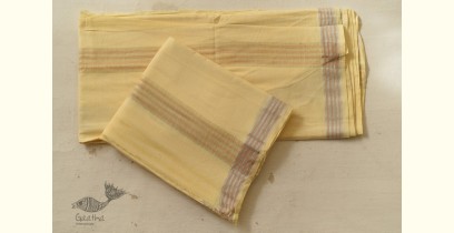 Damodar . दामोदर  ✹ Handloom Matka Silk + Cotton  Light Yellow Dhoti Khes