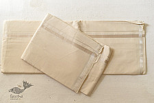 Damodar . दामोदर  ✹ Handloom Dhoti Khes - Cotton + Matka Silk - Off White
