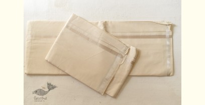 Damodar . दामोदर  ✹ Handloom Dhoti Khes - Cotton + Matka Silk - Off White
