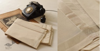 Damodar . दामोदर  ✹ Handloom Dhoti Khes - Cotton + Matka Silk - Off White