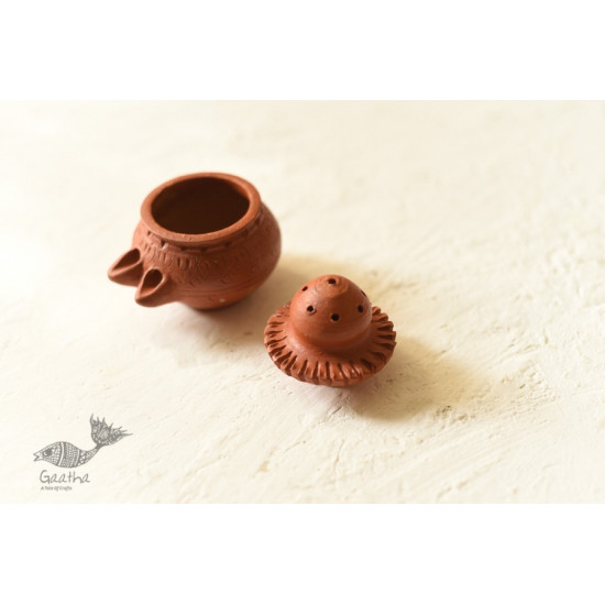 Shop Terracotta Handmade Clay - Diya With Incense Stick Stand