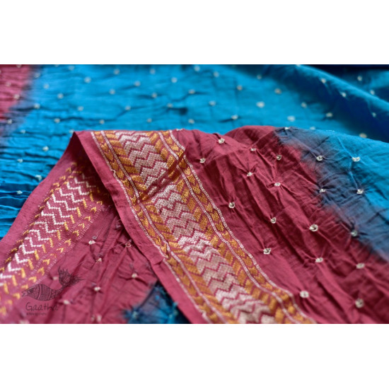 summer special Cotton Bandhani blue-pink Saree