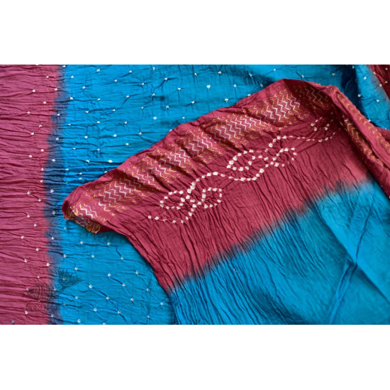 summer special Cotton Bandhani blue-pink Saree