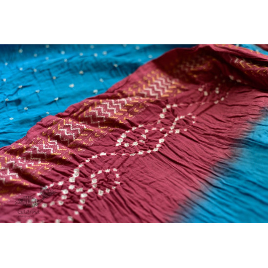 summer special Cotton Bandhani blue-pink Saree