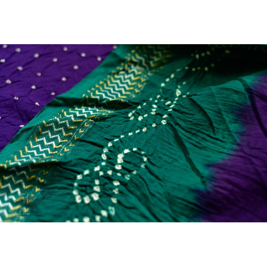 summer special Cotton Bandhani green & violet Saree