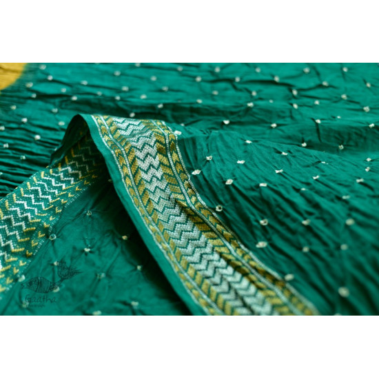 summer special Cotton Bandhani green Saree