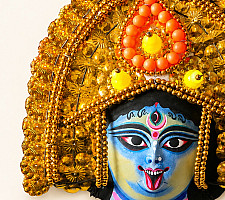 Mukhauta . मुखौटा : Handmade Paper Mache Chhau Kali Mask
