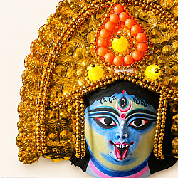 Mukhauta . मुखौटा : Handmade Paper Mache Chhau Kali Mask
