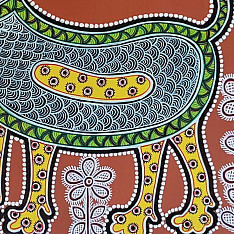 Mandana Art - Painting  ~ Dog ( 11 x 14 inch)