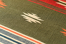 A finite infinity ❧ Handwoven Geometric Dhurries  ( 2 x 6 ) - Green