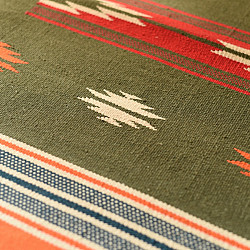 A finite infinity ❧ Handwoven Geometric Dhurries  ( 2 x 6 ) - Green