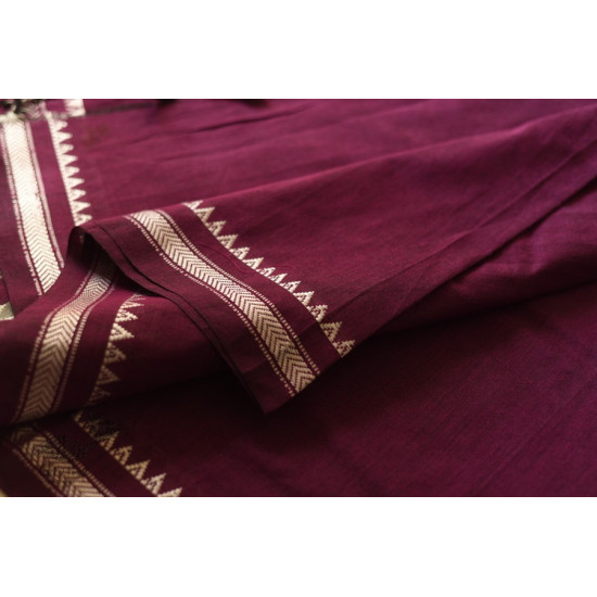 Casual Classics ❊ Everyday Handloom Saree - magenta cotton saree 