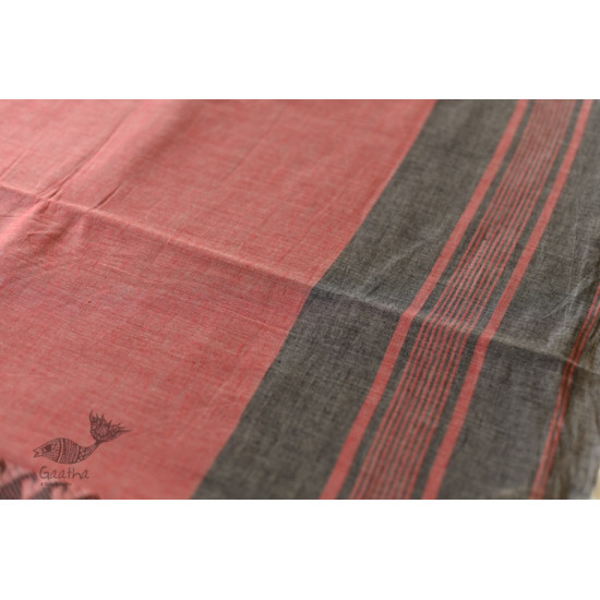 Casual Classics cotton saree - Carbon Black With Red Border