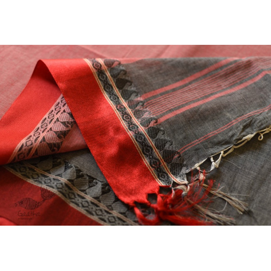 Casual Classics cotton saree - Carbon Black With Red Border