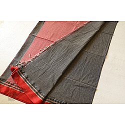 Casual Classics ❊ Handloom Saree ❊ Carbon Black With Red Border