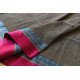 shop  Handloom Saree - Carbon Black With Rani Pink Border