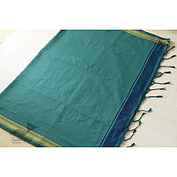 Casual Classics ❊ Handloom Saree ❊ Green Cotton Saree With Blue Pallu